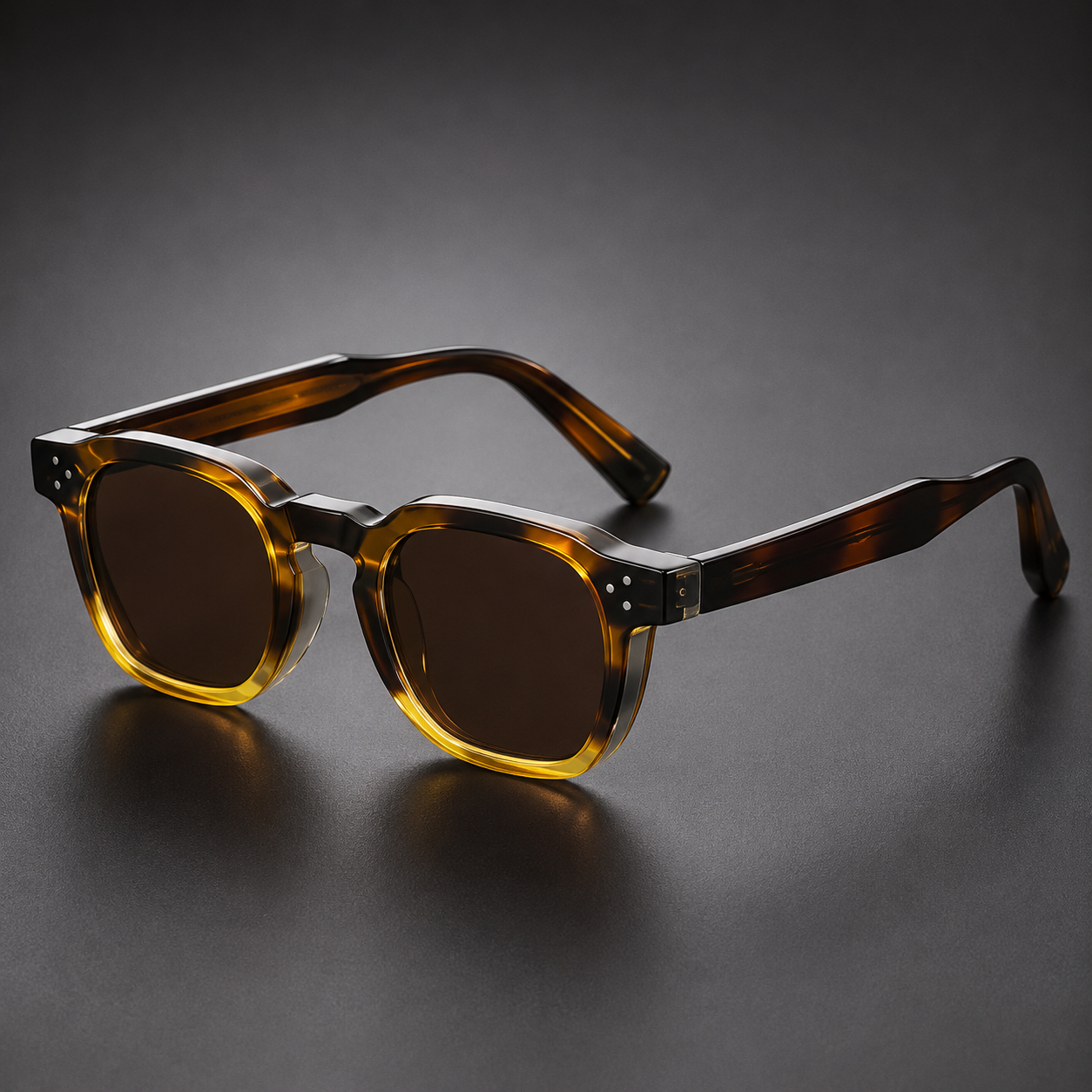 Ravenox™ Square Sunglasses , Engraved Gold Temples