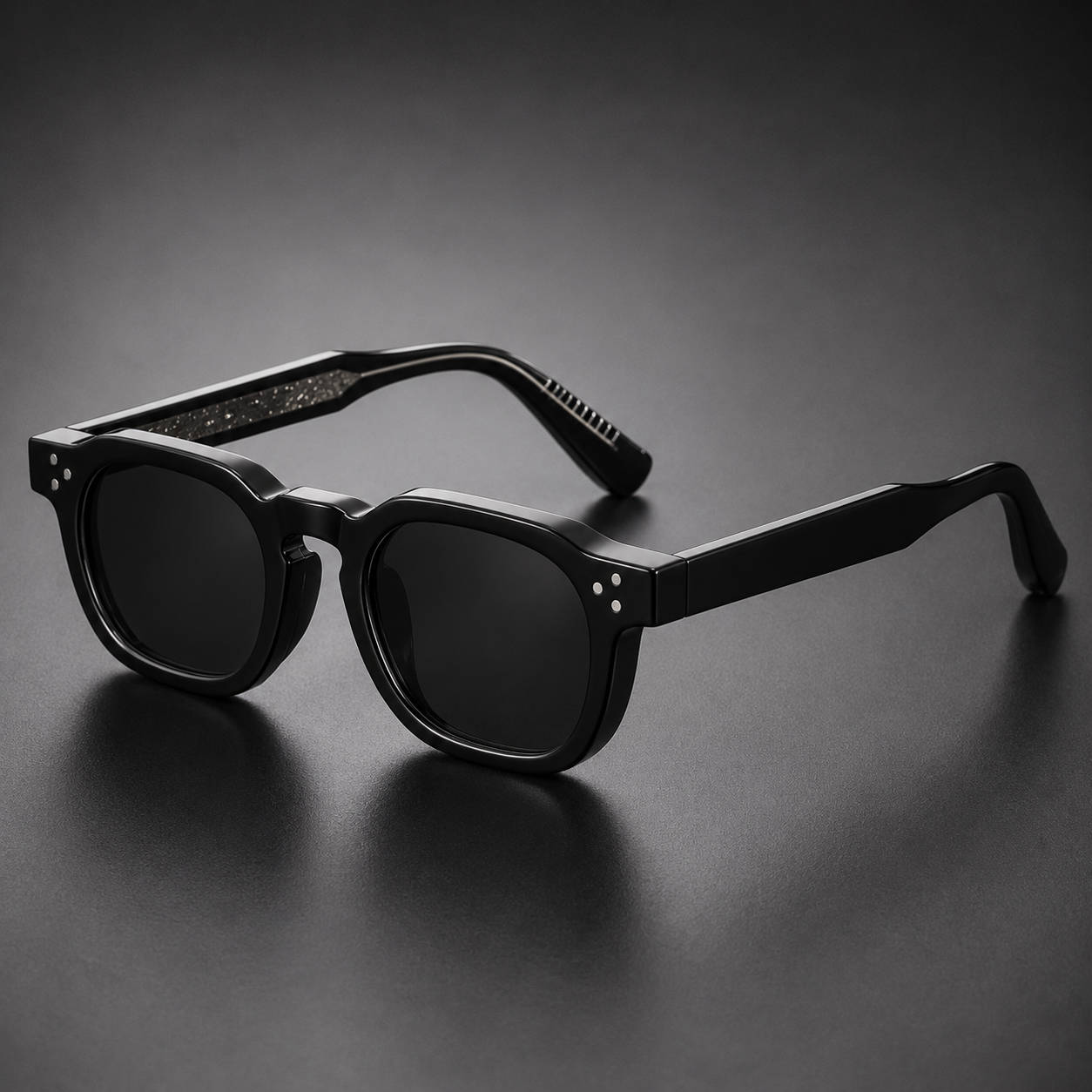 Ravenox™ Square Sunglasses , Engraved Gold Temples