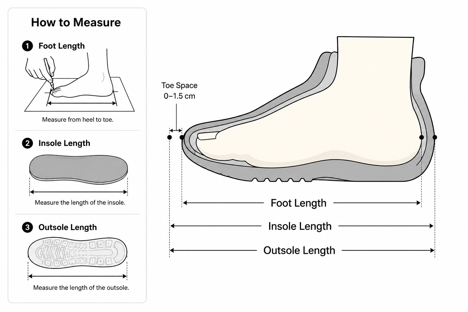 Everest Fleece-Lined Socks measurement guide